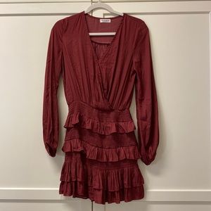 Dark red long sleeve dress